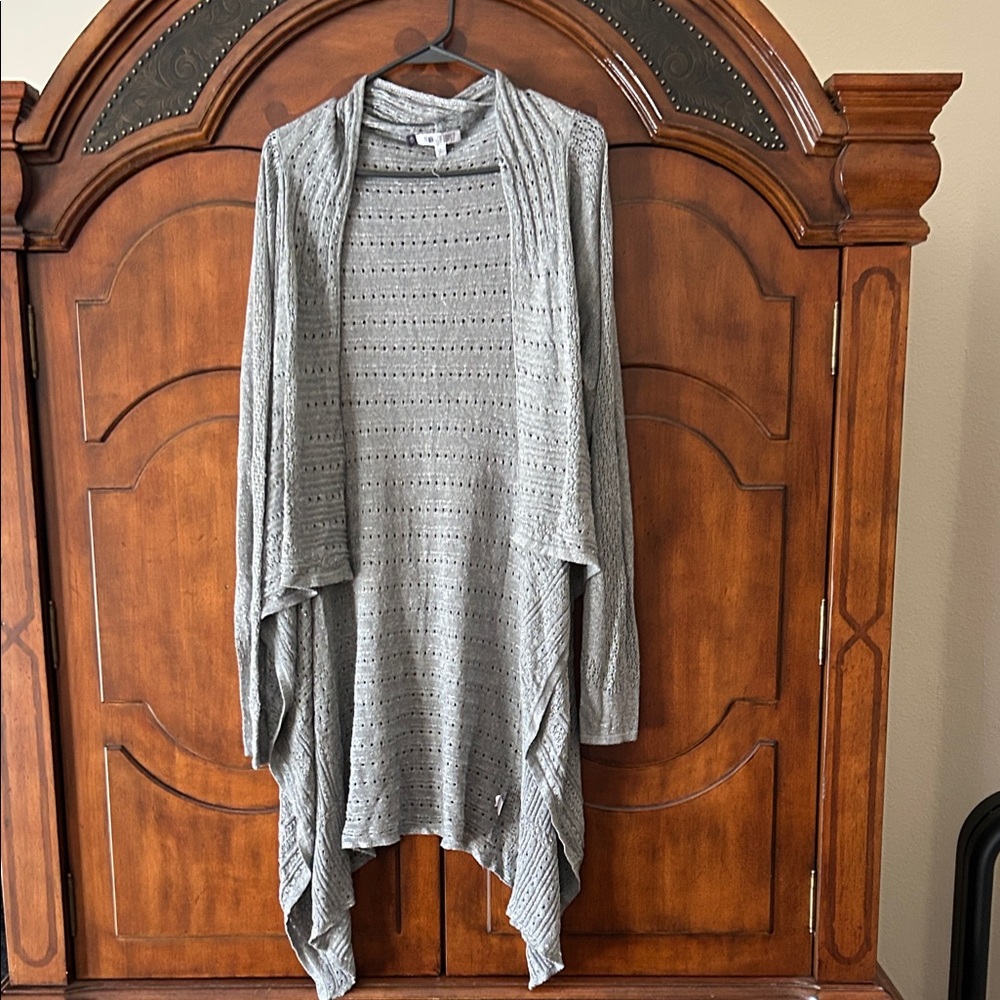 Jennifer Lopez Open-Knit Gray Cardigan